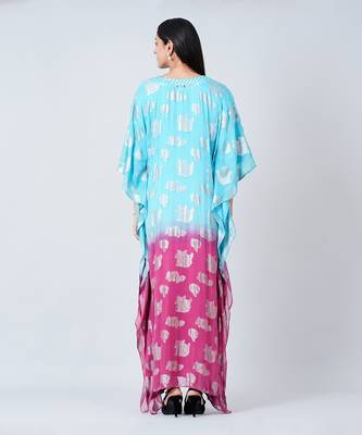 Blue And Magenta Ombre Full Length Kaftan 5