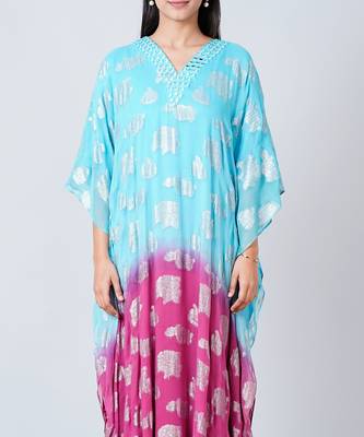 Blue And Magenta Ombre Full Length Kaftan 6
