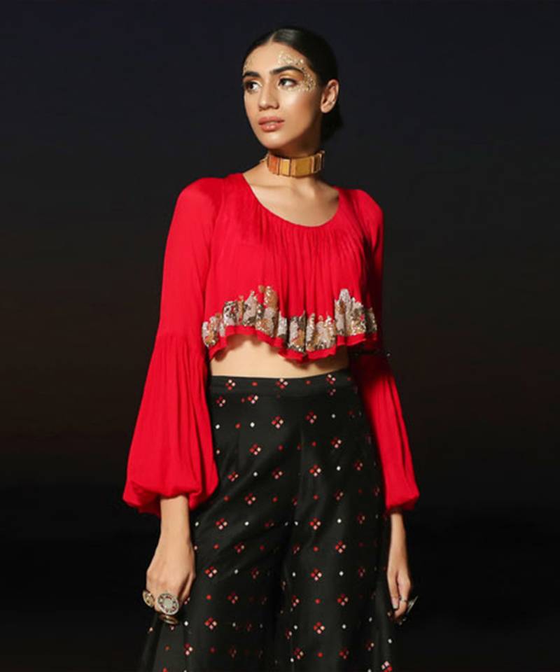 Ameera Romantic Red Bohemian Top