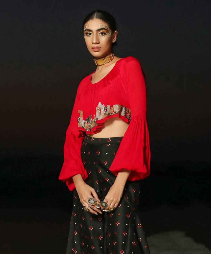 Ameera Romantic Red Bohemian Top