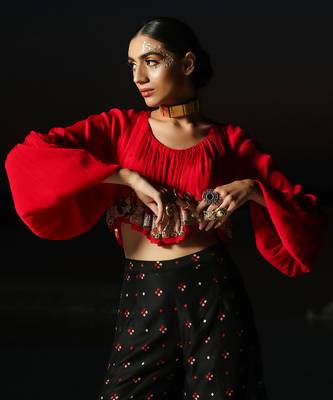 Ameera Romantic Red Bohemian Top 4