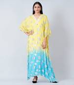 Yellow And Blue Ombre Full Length Kaftan