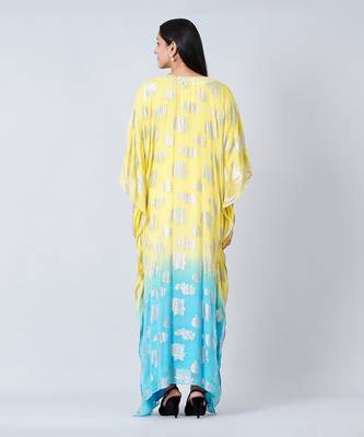 Yellow And Blue Ombre Full Length Kaftan 4