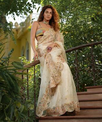 Bageecha Shwet Aur Rangeen Saree 6