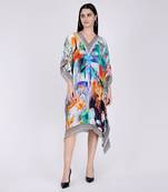Blue And Orange Abstract Mid Length Kaftan