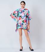 Multicoloured Crystal Studded Floral Silk Velvet Tunic