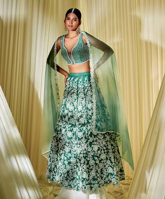 Teal Green Lehenga Set 1