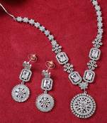 American Diamond White Necklace Set For Women