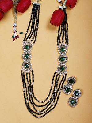 Steorra Jewels Traditional Jaipuri Green Necklace Set For Women 2
