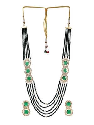 Steorra Jewels Traditional Jaipuri Green Necklace Set For Women 3
