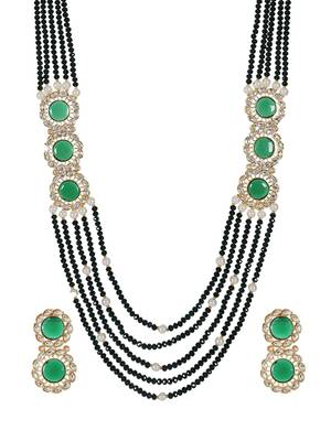 Steorra Jewels Traditional Jaipuri Green Necklace Set For Women 9
