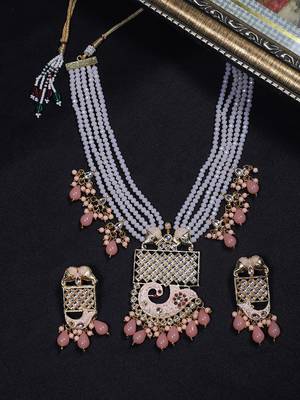Steorra Jewels Traditional Jaipuri Peach Necklace Set For Women 2