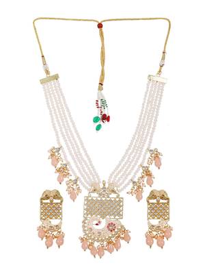 Steorra Jewels Traditional Jaipuri Peach Necklace Set For Women 3