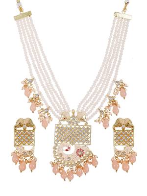 Steorra Jewels Traditional Jaipuri Peach Necklace Set For Women 4