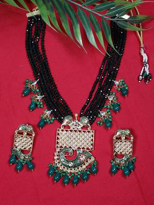 Steorra Jewels Traditional Jaipuri Green Necklace Set For Women 2