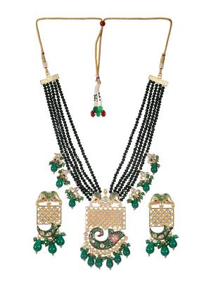 Steorra Jewels Traditional Jaipuri Green Necklace Set For Women 3