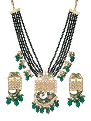 Steorra Jewels Traditional Jaipuri Green Necklace Set For Women 4