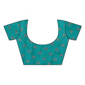 Teal Plain Chiffon Saree With Blouse 5