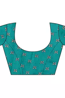 Teal Plain Chiffon Saree With Blouse