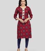 Maroon printed rayon long-kurtis