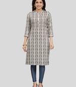 Grey printed rayon long-kurtis