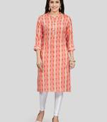 Peach printed rayon long-kurtis