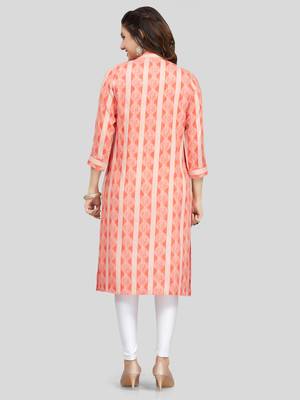 Peach printed rayon long-kurtis 2