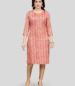 Pink printed rayon long-kurtis