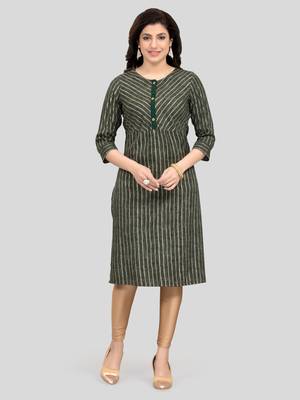 Green printed rayon long-kurtis 1