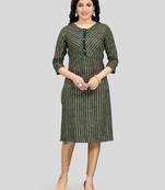 Green printed rayon long-kurtis