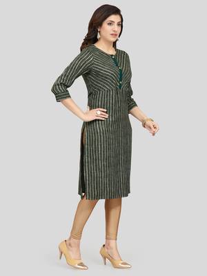 Green printed rayon long-kurtis 3