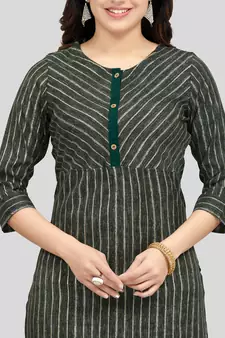 Green printed rayon long-kurtis