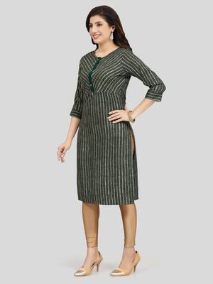 Green printed rayon long-kurtis 5