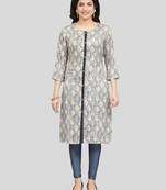 Grey printed rayon long-kurtis