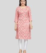 Pink printed rayon long-kurtis