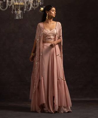 Rose Pink Alexa Lehenga Cape Set 1
