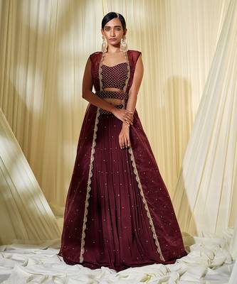 Wine Lehenga Set 1