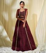 Wine Lehenga Set