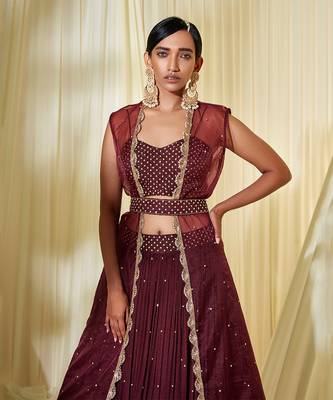 Wine Lehenga Set 2