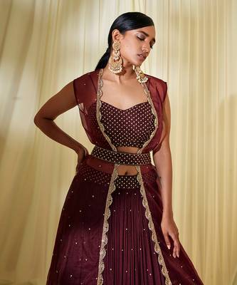 Wine Lehenga Set 3