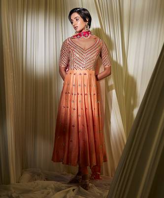Apricot Anarkali Set 1
