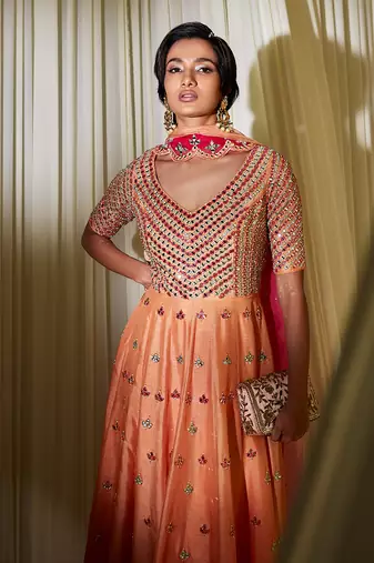 Apricot Anarkali Set