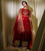 Red Anarkali Set