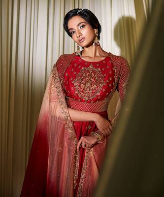 Red Anarkali Set 3