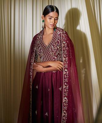Wine Anarkali Set 3