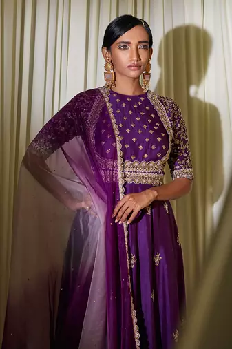 Purple Anarkali Set