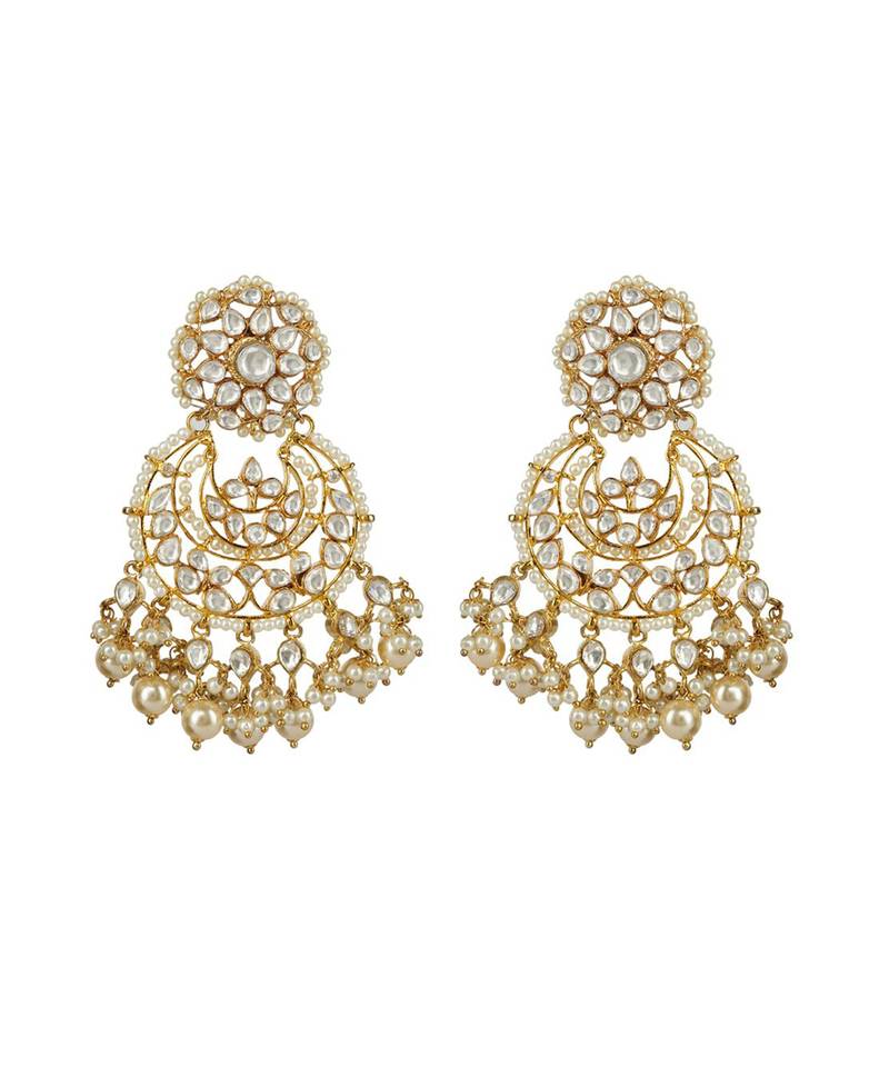 22KT Gold Plated Kundan Chandbali Earring