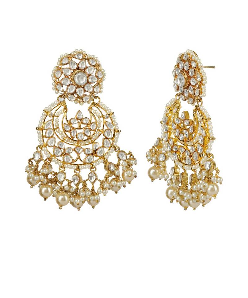 22KT Gold Plated Kundan Chandbali Earring
