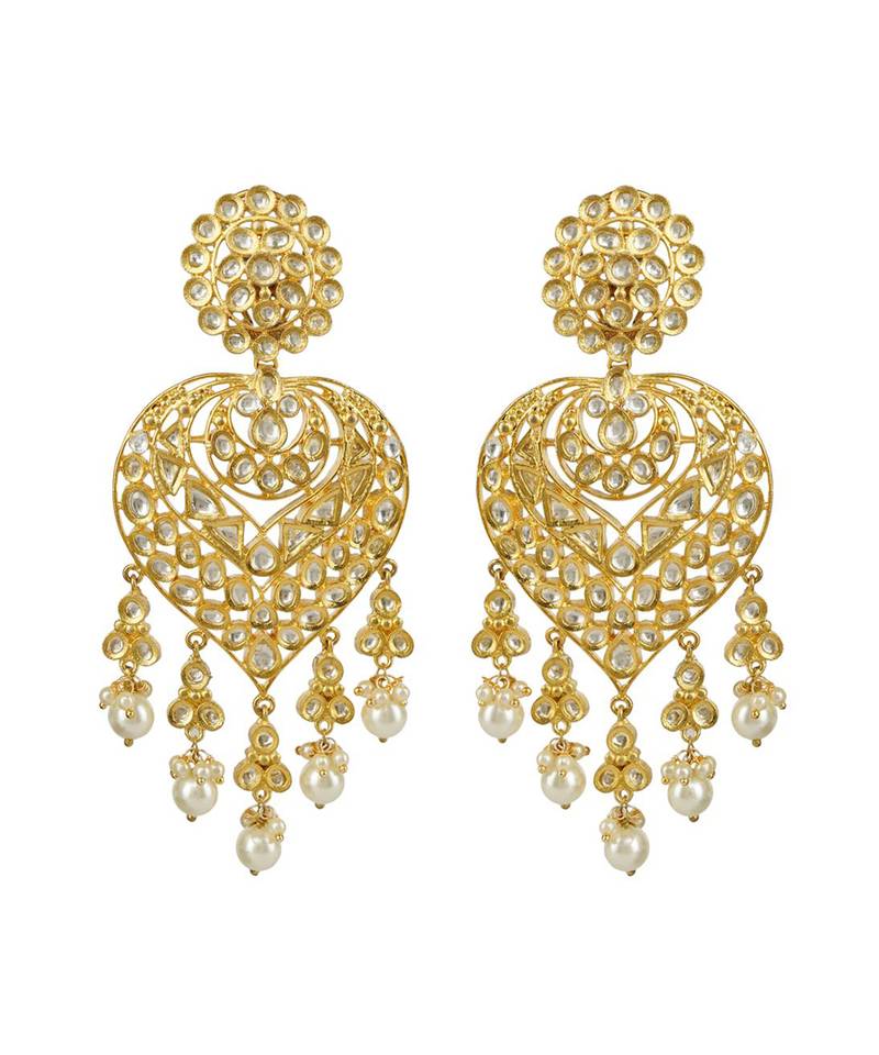 22KT Gold Plated Kundan Chandbali Earring
