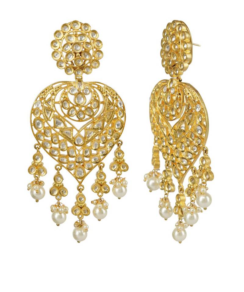 22KT Gold Plated Kundan Chandbali Earring